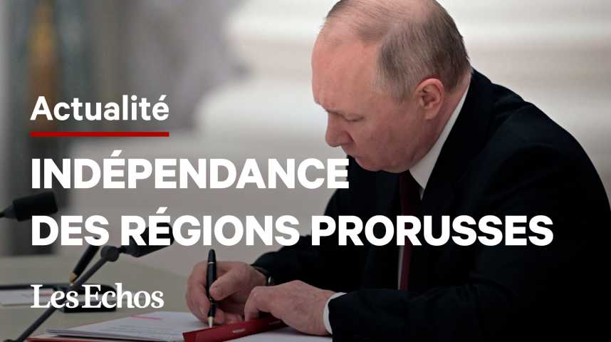 Illustration pour la vidéo Ukraine : Vladimir Poutine reconnaît l'indépendance des séparatistes prorusses