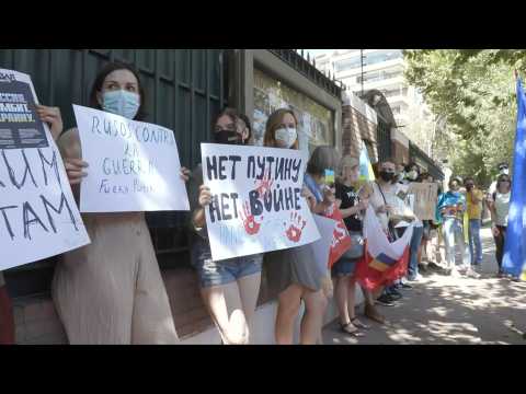 Chileans gather outside Russian embassy to protest war in Ukraine