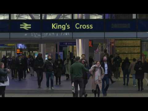 Outside London King's Cross as face masks no longer mandatory