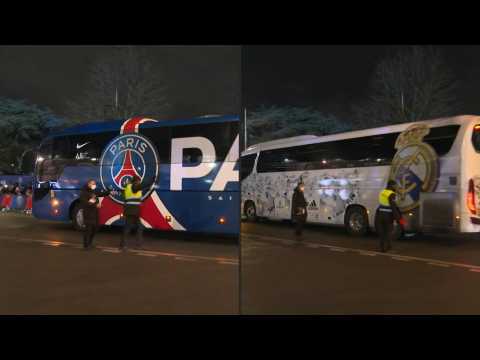 Football/Champions league: PSG and Real Madrid arrive at staidum ahead of Champions League clash