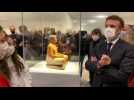Des collégiens de Liévin présentent à Emmanuel Macron le « Scribe » du Louvre