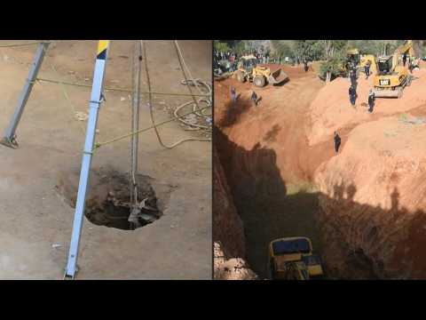 Rescuers in Morocco dig for young boy trapped in well