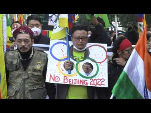 Tibetan protesters in India call for boycott of Beijing Winter Olympics