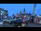 Canadian truckers protest outside parliament against Covid vaccine mandates