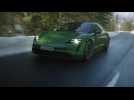 Porsche Taycan Turbo S Sport Turismo in Mamba Green Driving Video