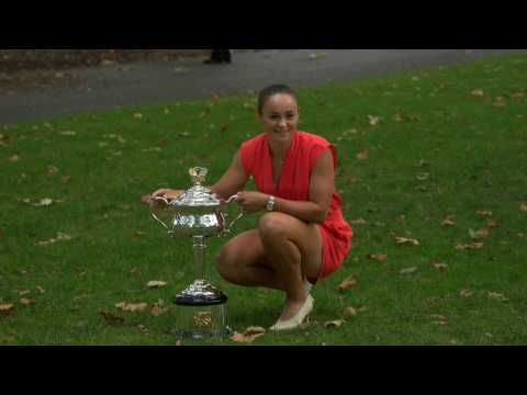 Ashleigh Barty celebrates Australian Open win