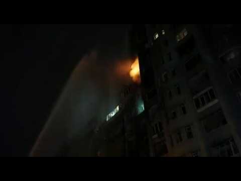 Ukraine: firefighters on scene after Kyiv residential building shelled