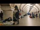 Ukrainians find shlelter inside a Kyiv metro station as Russian invasion continues