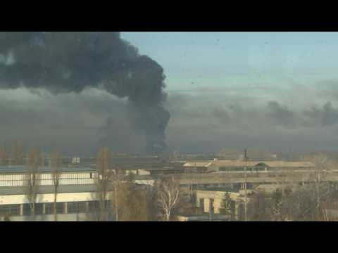Smoke billowing from Ukraine military airport