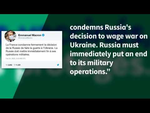 Tweet: Macron condemns Russia's decision to 'wage war on Ukraine'