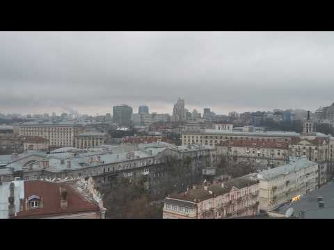 Air raid sirens ring in centre of Kyiv