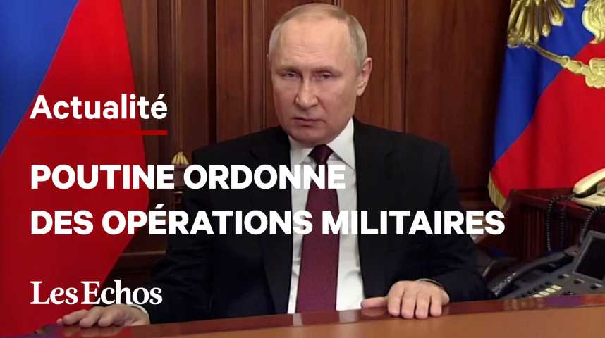 Illustration pour la vidéo Vladimir Poutine annonce des opérations militaires contre l'Ukraine