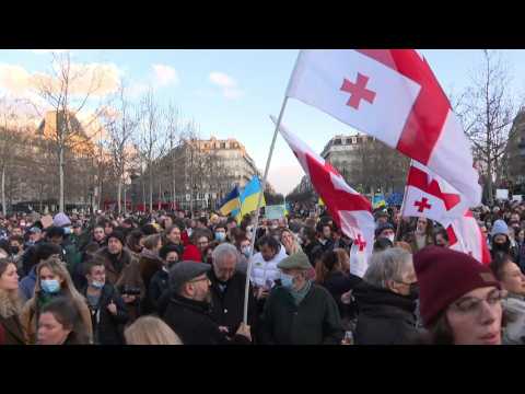 Protesters rally in central Paris in support of Ukraine
