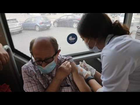 Covid-19 vaccination on a Tbilisi city bus