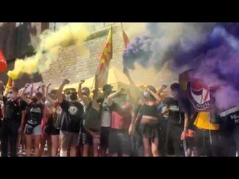 Far left independentist youth group protests in Barcelona on National Day of Catalonia