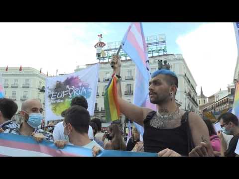 Hundreds protest in Madrid calling for better protection of LGBTQ+ rights