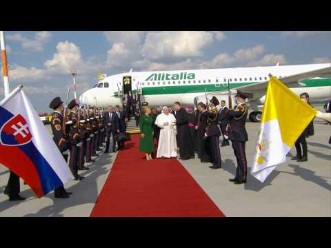 Pope lands at Bratislava airport for Slovakian leg of tour