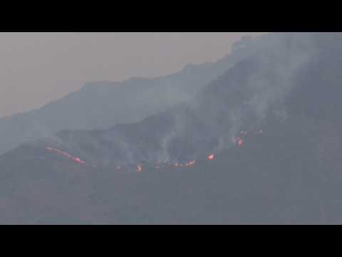 Firefighters struggling with the Malaga fire that burned 7,400 hectares