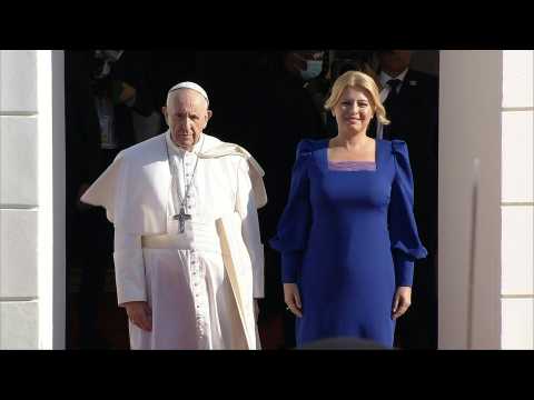Pope Francis meets Slovakian President Zuzana Caputova at presidential palace