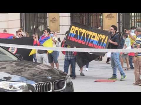 A group of Colombians protest in Madrid against Duque's visit to Spain