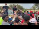 Food and clothes distributed to Haitian migrants encamped on US-Mexico border