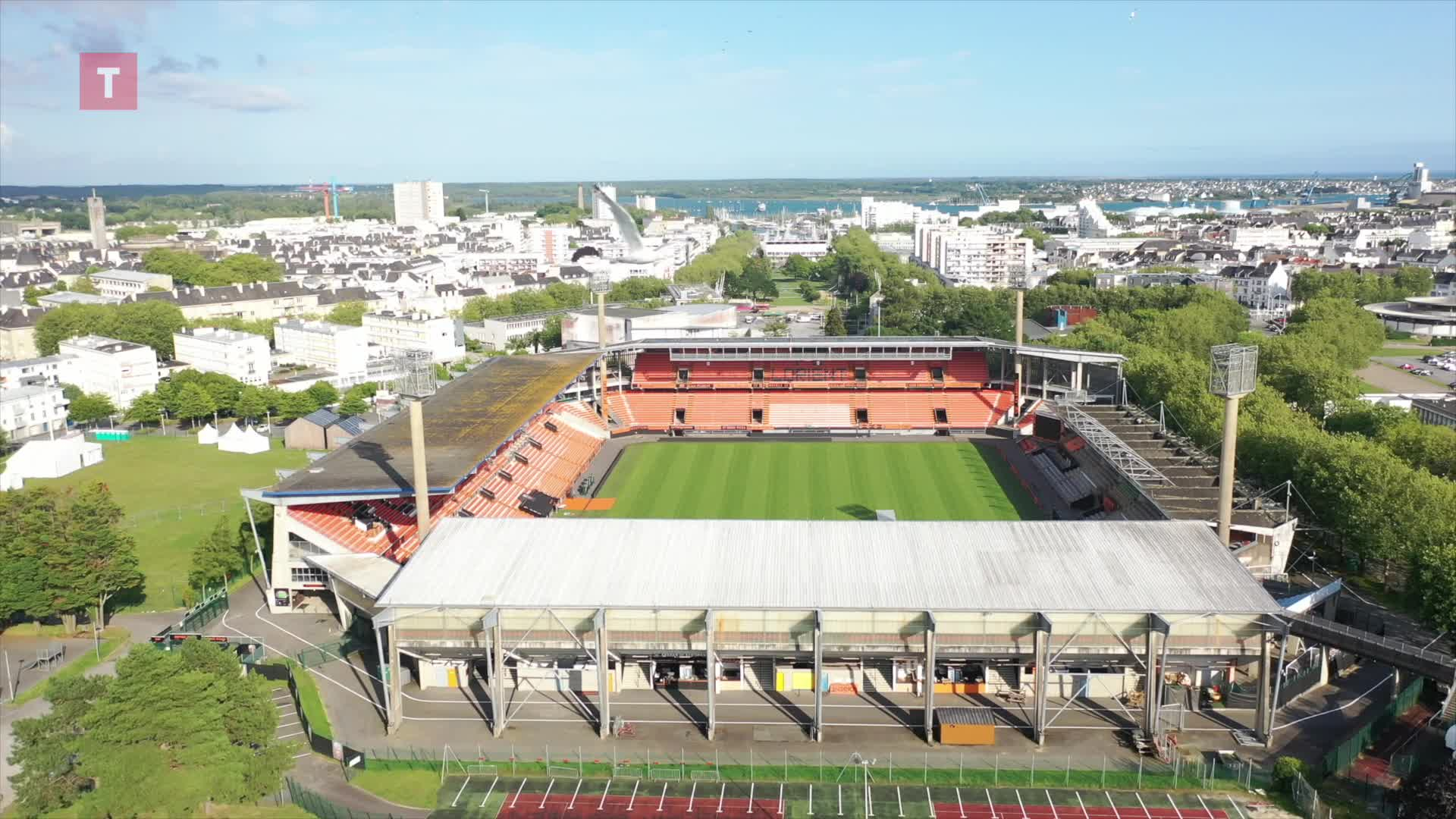 Le stade du FC Lorient filmé par un drone (Le Télégramme)