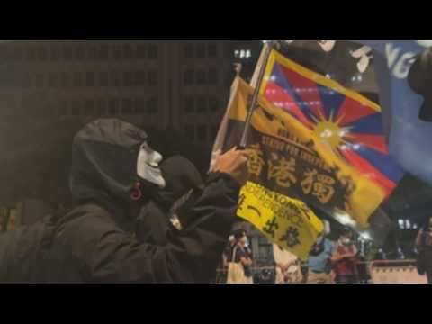 Taiwanese activists protest against China on its National Day