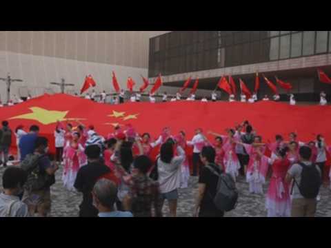 Pro-China supporters celebrate National Day in Hong Kong