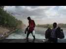 Migrants crossing Rio Grande to US border from Mexico