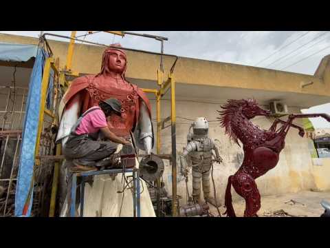Tunisian artist makes sculptures with auto parts