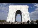 Wrapped Arc de Triomphe monument in Paris opens to the public