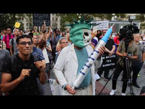 Demonstrators assemble to protest New York vaccine mandate