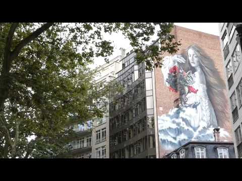 Ecosystem Restoration, a mural by Lula Goce for UN in Brussels