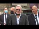 French icon Alain Delon arrives for Belmondo funeral church service