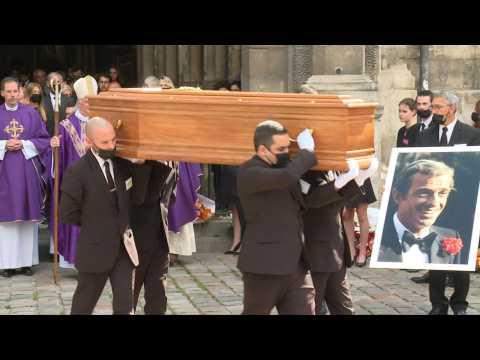 Coffin of late French star Belmondo carried out of church after ceremony