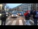 Une manifestation de police bloque la circulation place Sainctelette à Bruxelles