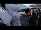 Pope Francis lands in Lesbos