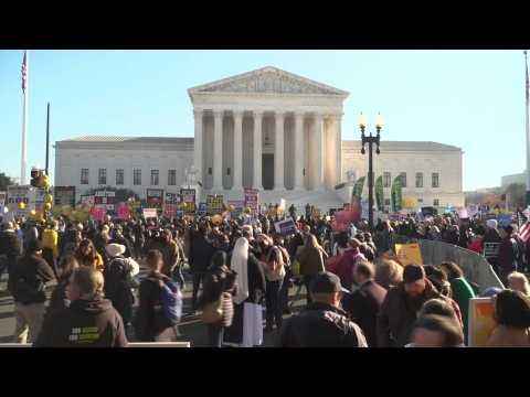 Activists gather outside US Supreme Court ahead of major abortion case