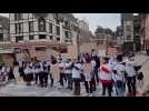 Manifestation des animateurs du périscolaire devant la mairie de Troyes
