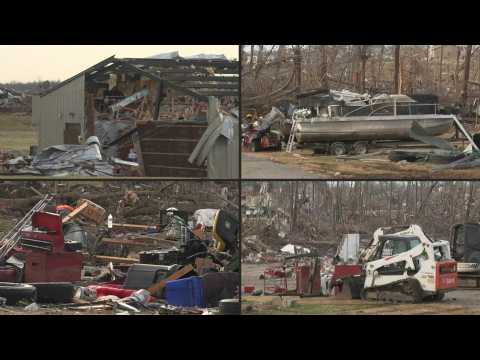 Destruction in tornado-battered Dawson Springs, Kentucky