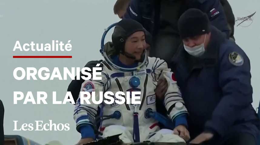Illustration pour la vidéo Après 12 jours dans l'espace, deux touristes japonais de retour sur Terre 