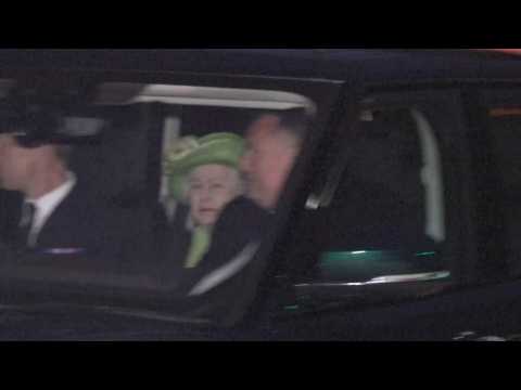 Queen seen leaving royal christening in Windsor