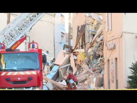Firefighters at site of building collapse in southern France