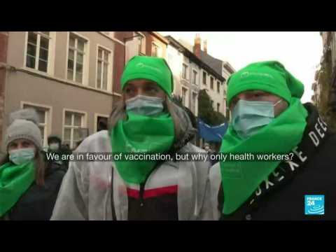 Belgian health workers protest working conditions, Covid-19 restrictions