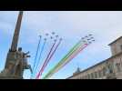 Air force acrobatics teams fly over Rome after Franco-Italian Quirinal treaty signed