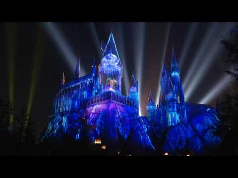 Harry Potter castle lights up in Hollywood for Christmas on 20th film anniversary