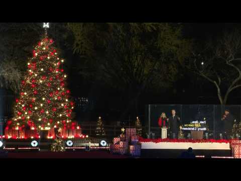 Bidens help light the National Christmas Tree outside the White House
