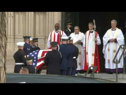 Casket of former senator Bob Dole arrives at Washington Cathedral