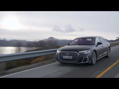 The new Audi A8 L 60 TFSI quattro in Manhattan Grey Driving Video
