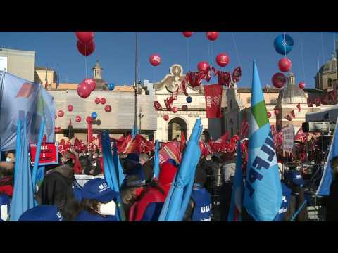 Italy trade unions strike in Rome over government budget